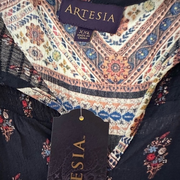 Artesia BOHO sleeveless blouse XXL Blue NWT - Picture 5 of 7